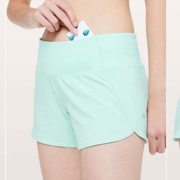 Lululemon Run Times Shorts II *4" Toothpaste green Athletic lined running Size 1 - Picture 3 of 11